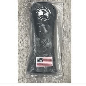 Pebble Beach Golf Links Black Hybrid Wood Golf Head Cover American Flag 10"